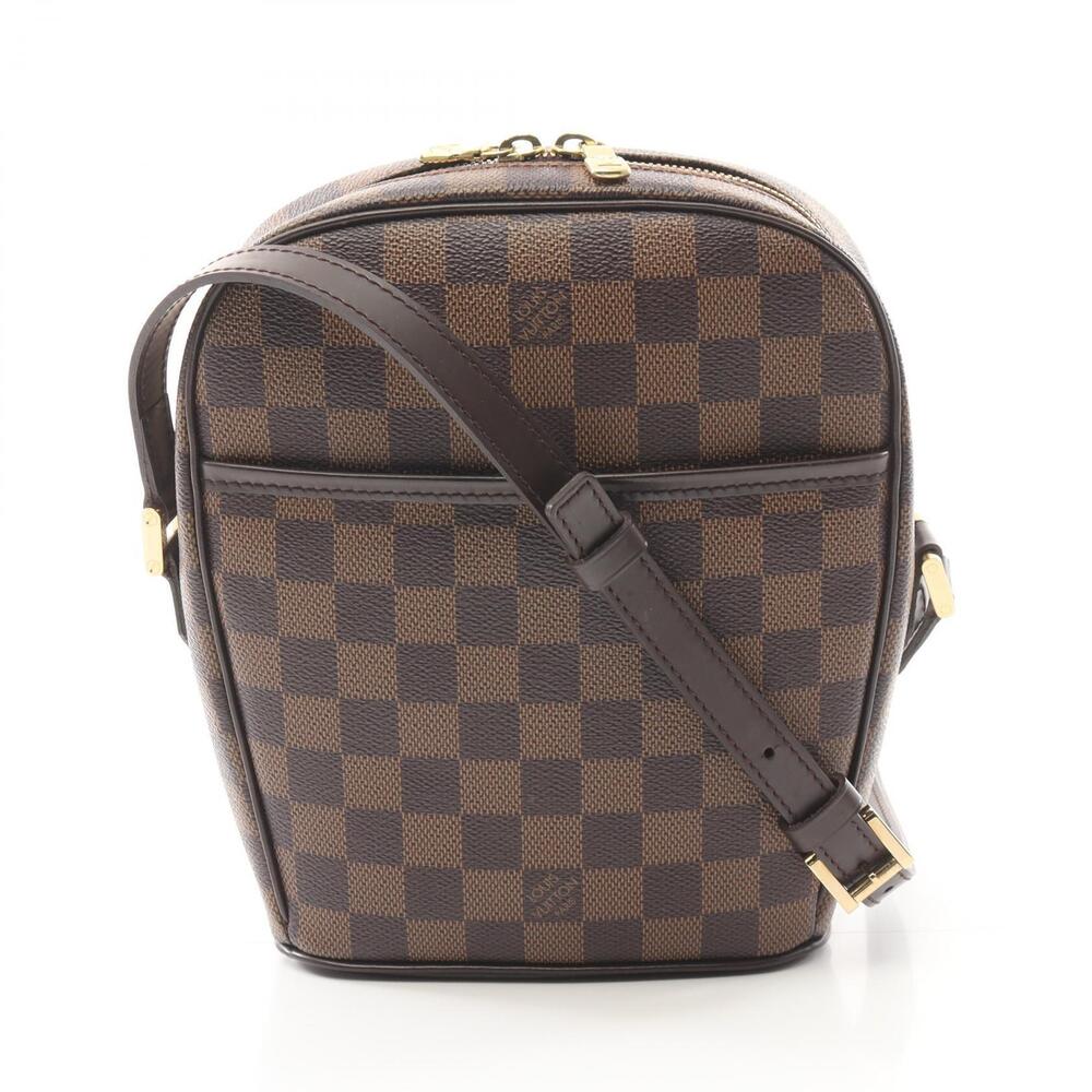 Louis Vuitton Ipanema Damier Ebene Brown Shoulder Bag Canvas Leather Brown